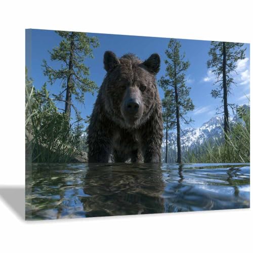 Peinture sur toile ours pour habiller un grand mur vide d'appartement