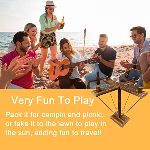 Ring Hook Toss Game, Hook And Ring Tossing Toy With Shot Ladder, Handmade Wooden Interactive Games For Bars, Home And Party Fun #TOP4