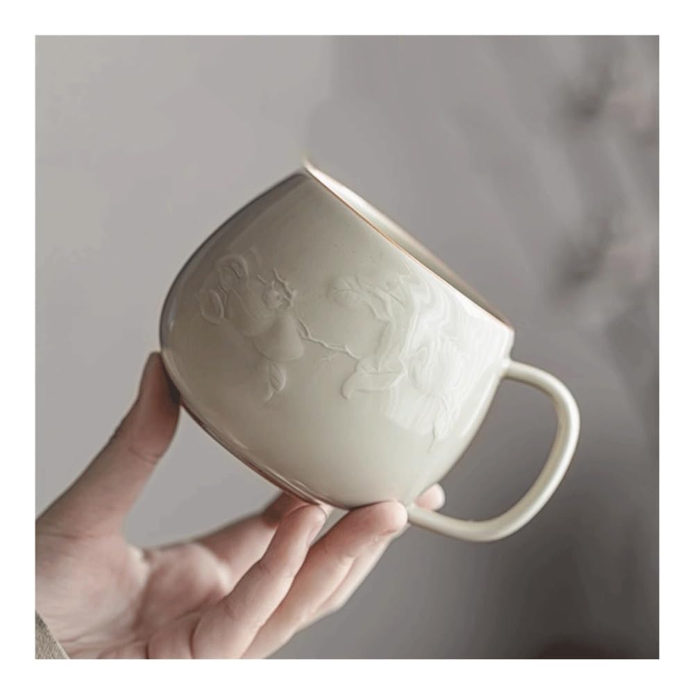 Filiżanka do herbaty i filtr z pokrywką, kubek ceramiczny zaparzający luźny liść herbata torba kawa mleko (szary)