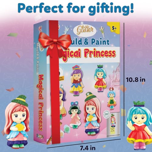 Image of Little Berry DIY Art and Craft Items | Mould & Paint Princess Craft Set | Make 6 Glitter Fridge Magnets | Fun Art & Craft Kit for Girls & Boys 3-10 Years | DIY Crafting Toys & Gifts for Children