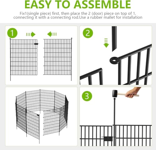Image of 15 Panels No Dig Garden Fence with Gate, 40 in(H) X 36.3 ft(L) Metal Fence Panels, Thickened Rustproof Garden Fencing, Animal Barrier Fence for for Dogs, Rabbits, Landscape, Patio