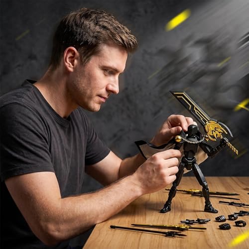 Image of Assembly Completed 2026 New Titan 13 Action Figure,Lucky Robot 13 Action Figures 3D Printed Multi Jointed Movable Figure,Nova 13 Action Figure for Collectors Desktop Decorations (Black White)