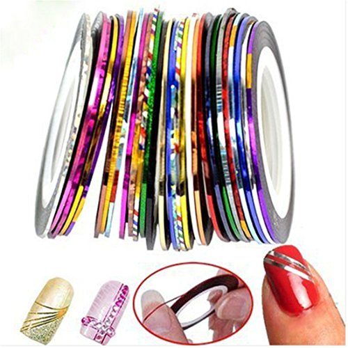 UNKE 10pcs Mixed Colors Rolls Striping Tape Line Nail Art Tips Decoration Sticker DIY Kit