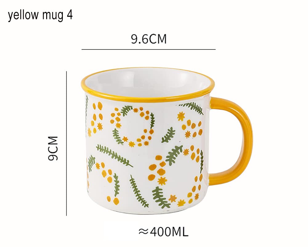 Juego de 4 tazas esmaltadas para acampar de viaje, duraderas y gruesas, para el hogar y la oficina (amarillo)