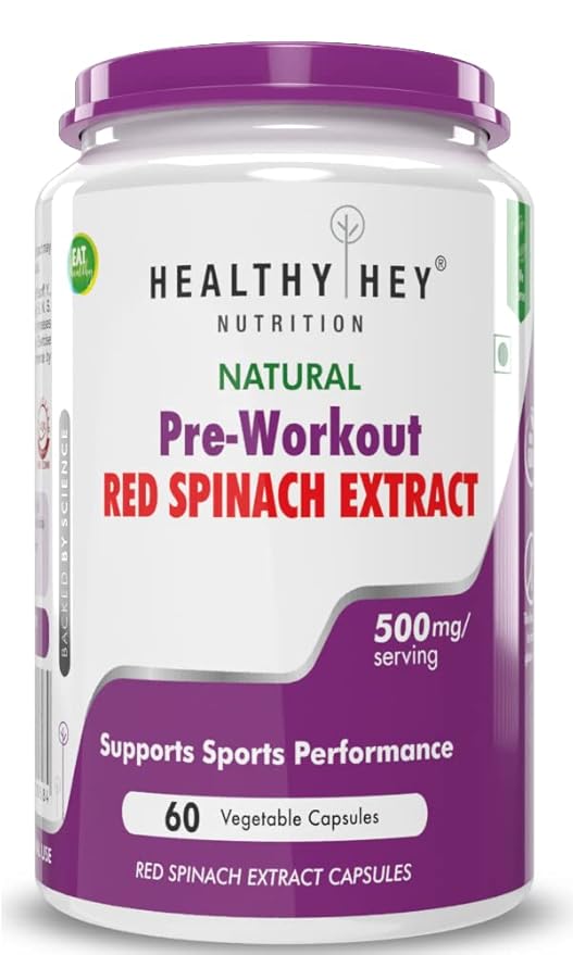 HealthyHey Nutrition Natural PreWorkout Red Spinach Extract Oxystrom High in nitrate 60
