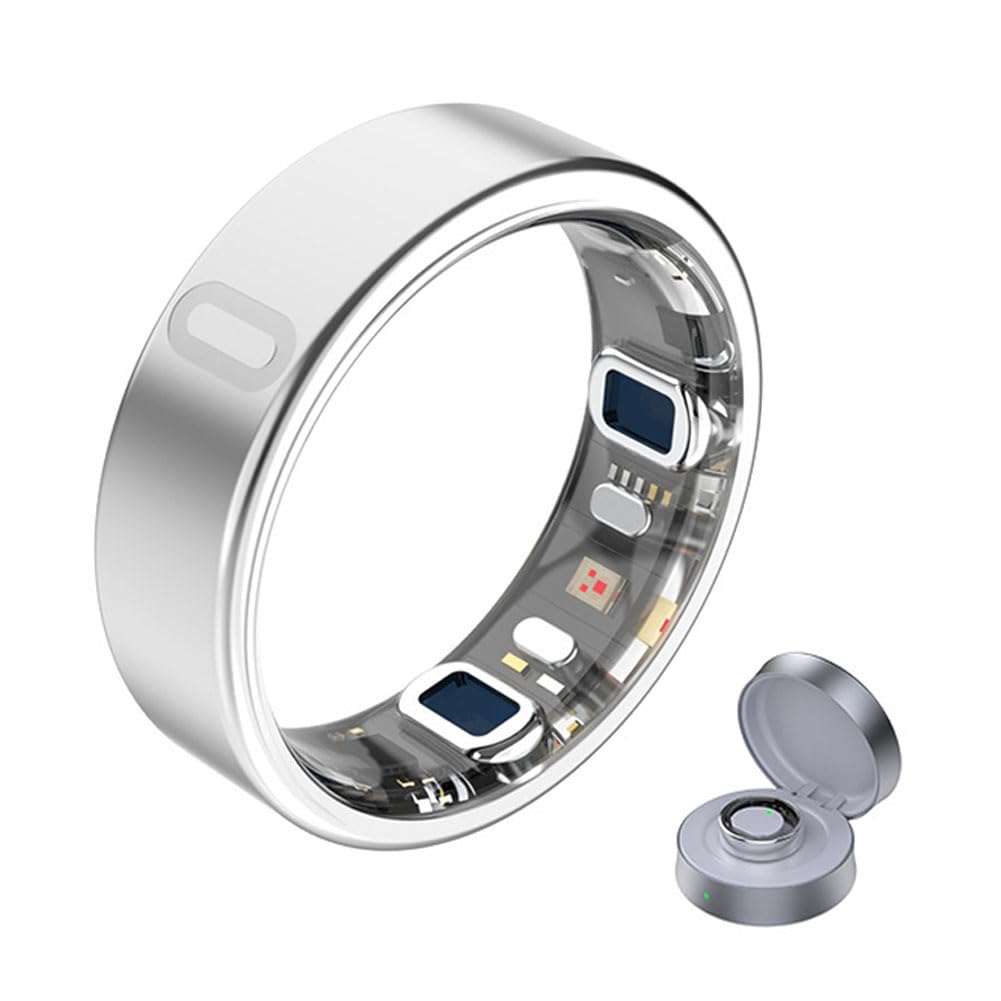 Anello Smart, Anello Smart Uomo Smart Ring Donna Anello Intelligente Smart Ring Misura Pressione Sanguigna Silver 7#