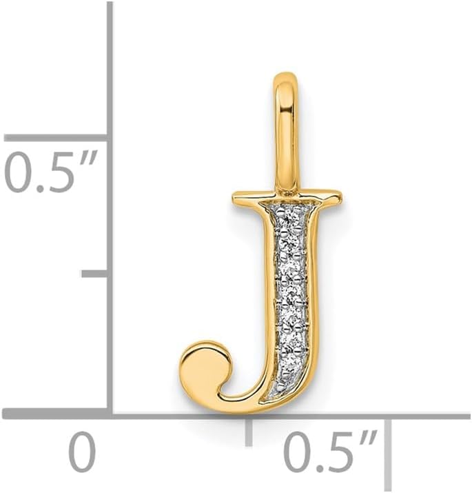10k Yellow Gold Initial J Pendant Necklace for Women or Unisex Wear with Diamond Accent, Polished Finish, Real Gold Monogram Jewelry Charm, Sentimental Identity Symbol, Fine Everyday Jewelry - Image 4