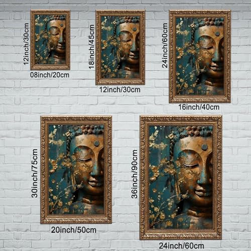Tableau bouddha méditerranéen impression sur toile de lin 61x91