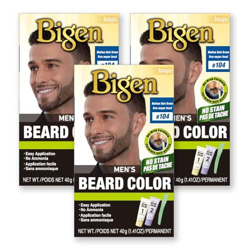 Bigen Men’s Beard Color 104 Medium Dark Brown - 3 Pack
