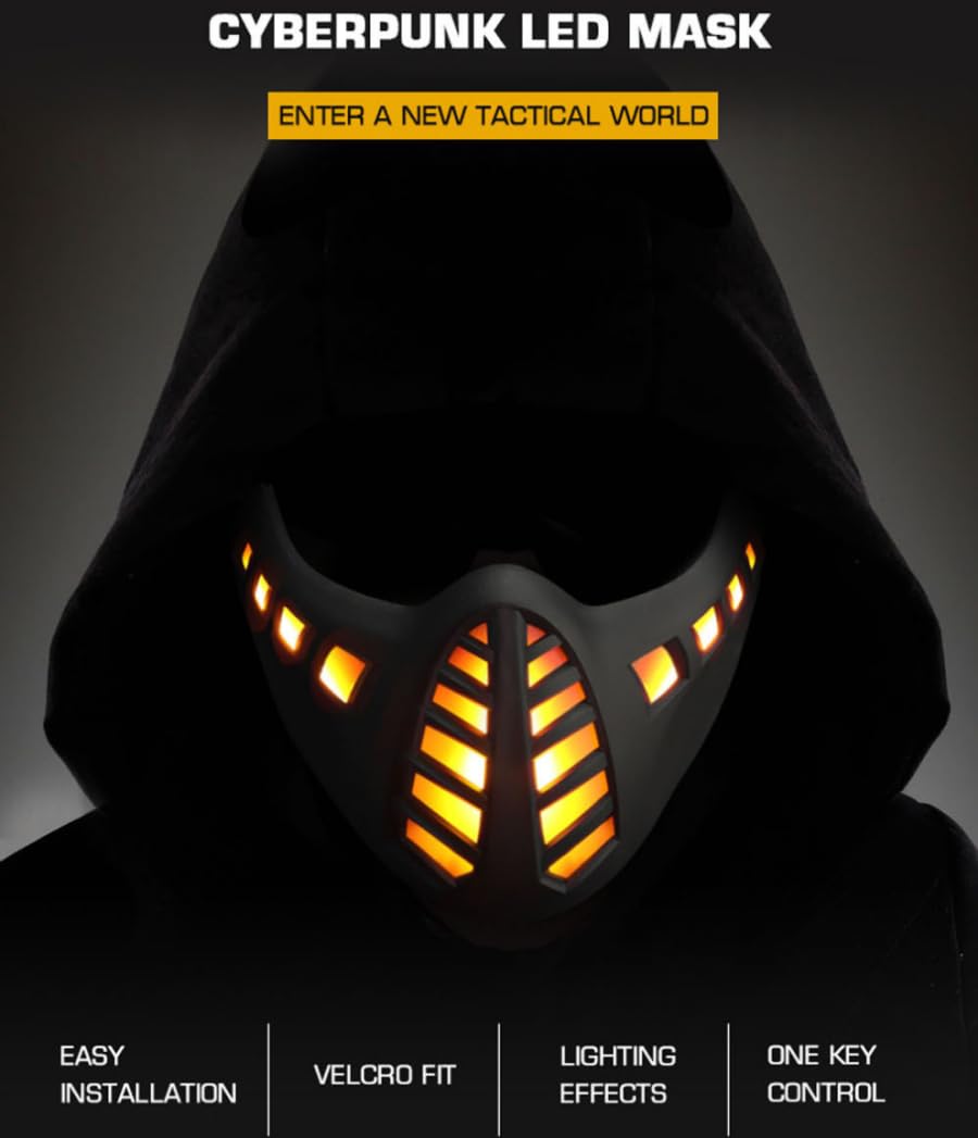 CyberPunk Maschera LED Halloween Festival Party Cosplay Maschere Luce Luminosa Al Buio Tactical Airsoft Paintball CS Wargames Maschera