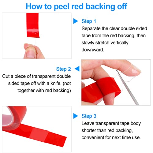 Double Sided Tape 2 Pack Heavy Duty, (3/4" Width, Total 20 Ft) Clear Adhesive Waterproof Removable Double Sided Mounting Tape For Carpet Fix, Home Office Wall Decor, Diy Crafts, Car Glass Decor #TOP4