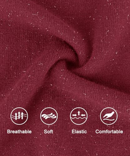 Image of CARCOS Plus Size Sweaters for Women Solid Crew Neck Knit Tops Casual Long Sleeve Pullover Sweater Sparkly Tunic Shirts