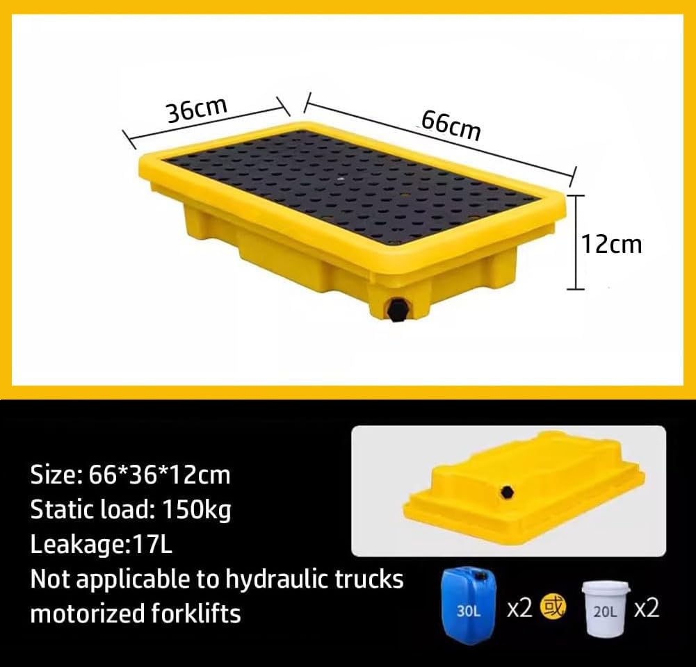Generico Piattaforma Anti-sversamento Quadrata o Rettangolare, Piattaforma di contenimento delle fuoriuscite, Contenitore per Pallet in plastica Anti-Perdita,66 * 36 * 12cm