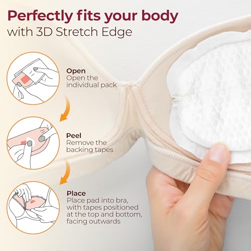 Image of LuvLap Ultra Thin Honeycomb Nursing Breast Pads, 96pcs, Disposable, High Absorbent,Discreet Fit