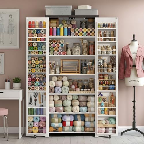 NEWOWNDS Craft Storage Cabinet with LED Lights​​ – 72