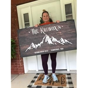 Tailored Canvases Mountain Wall Art Decor Personalized Large Rustic Sign for Cabin Cottage Camping Site Entryway Patio Custom Gift Idea for Couples Wedding Anniversary Family Mountain Home