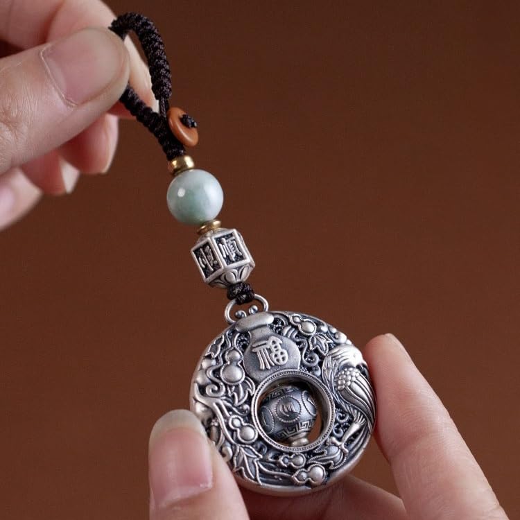 Portachiavi per Auto Portachiavi for auto con zucca Fu Lu Shuang Xi in argento, ciondolo for uomini e donne, regalo for retrò pace