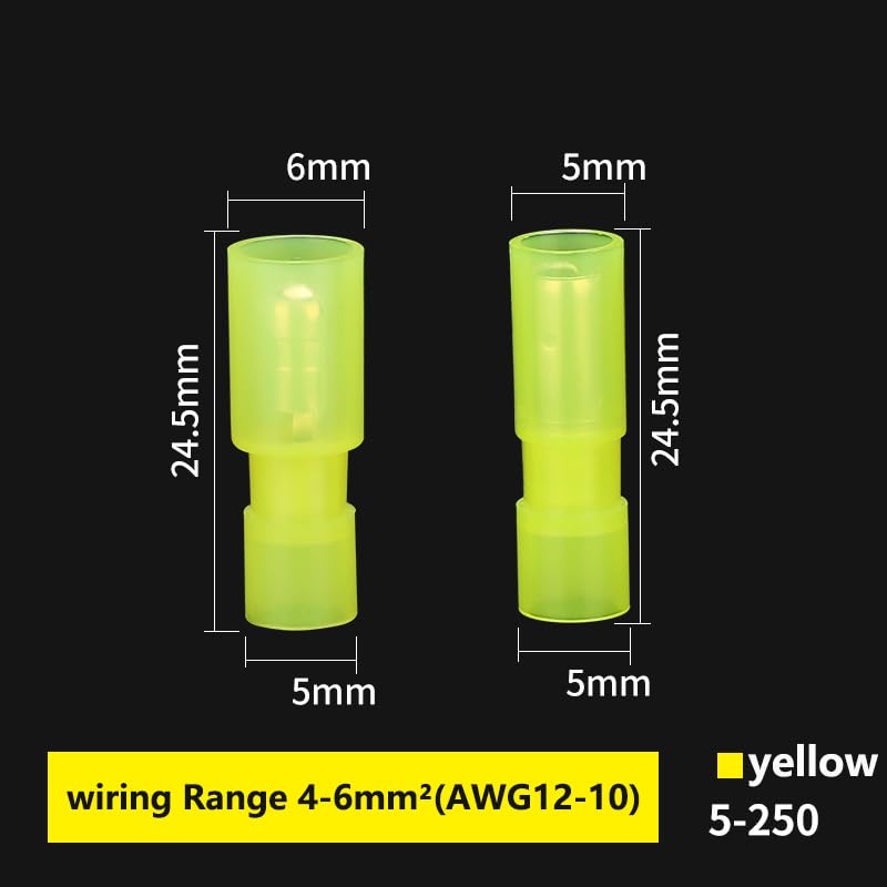 Shaped Electrical Wire Connector Pluggable Terminal Blocks Male Female Quick Joint Nylon Insulated Cable Crimp(Yellow 100set)