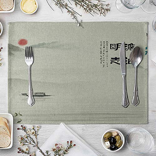 Beydodo Manteles individuales de comedor para interiores, 4 manteles individuales resistentes al calor para proteger la mesa de madera de 30,5 x 40,6 cm, decoración del hogar