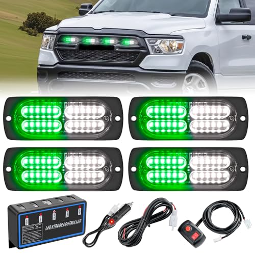 Image of Nilight 4PCS LED Strobe Lights 12V 24V Sync Feature Green White