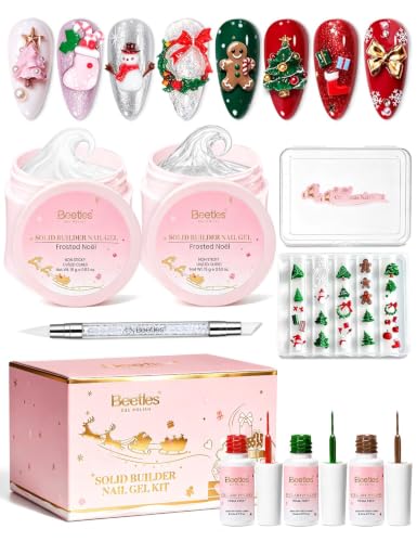 Beetles 3D Gel Nail Art Clear White Frosted Noël Christmas Miracle Express