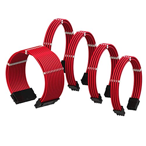 PSU Kabelverlängerung Ummantelt GPU Nach Maß PC Stromversorgung mit Kamm-Kit | 1x 24 P (20+4) | 2X 8 P (4+4) CPU | 2X 8 P (6+2) GPU Set |