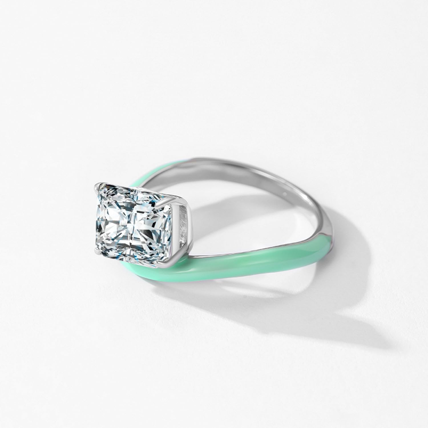 Mint Enamel S925 Sterling Silver Ring, Elegant Artistic Jewelry, Daily Wear, Sutiable for Party/Wedding, Gifr for Wife/Girlfriend