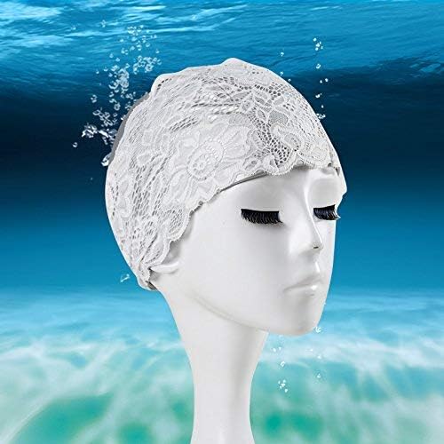 PaiNa Swim Cap - Women Stylish Swimming Cap Great for Ladies Adult Length PU Waterproof Lace Cap Length of Professional Swimming Cap (Gray)