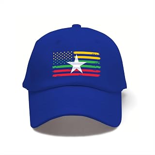 Vintage Myanmar Myanmarese Burma Burmese America Striped Flag Baseball Cap for Men Women