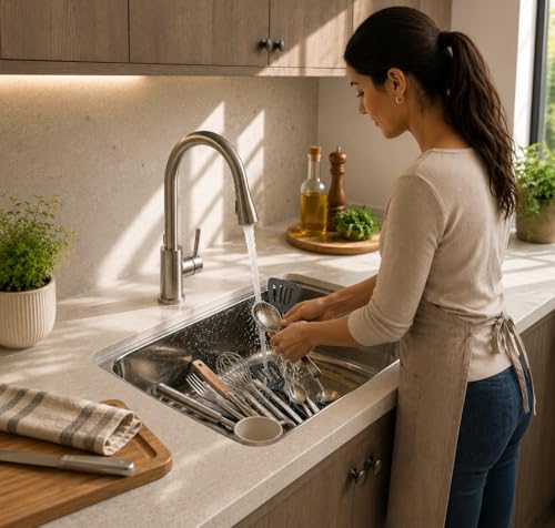Image of Stainless Steel Kitchen Sink 18x16 Inch | Single Bowl Sink for Kitchen | With Stainless Steel Waste Coupling & PVC Drain Pipe | Rust Proof & Heavy Duty