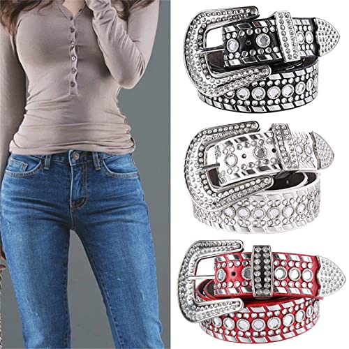 Goth Punk Belt Fashion Rivet Waistband Water Jeans Belt PU Waistband for Women and Men4