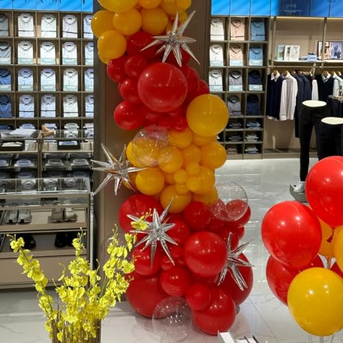 MEBAY Red Yellow Black Balloons Arch Kit, 156Pcs Matte Latex Balloon Different Sizes 18 12 10 5 Inch for Birthday Baby Bridal Shower Wedding Party Backdrop Decorations by MEBAY - Used condition - Image 3