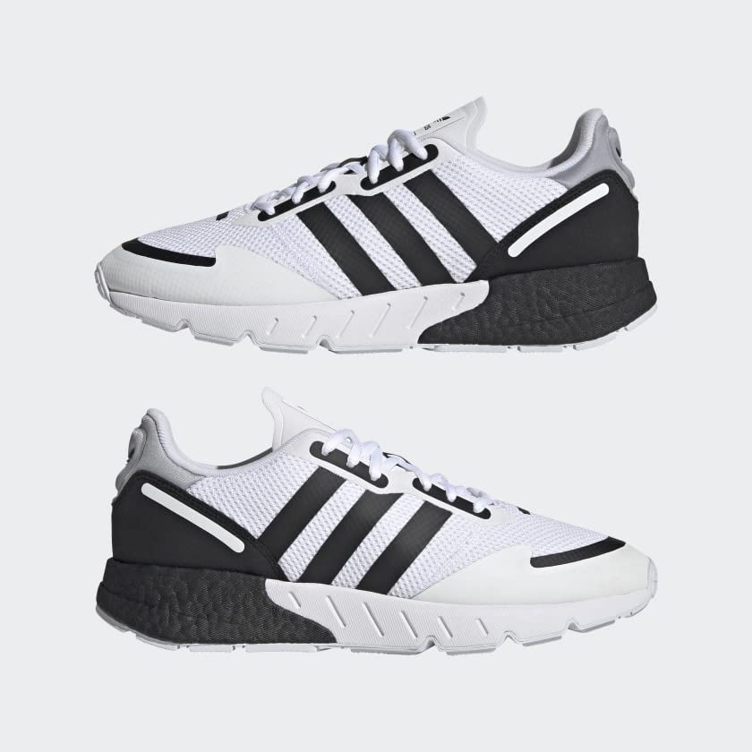 Image of adidas Originals Men's ZX 1K Boost Sneaker, White /Black /Halo Silver, 10.5