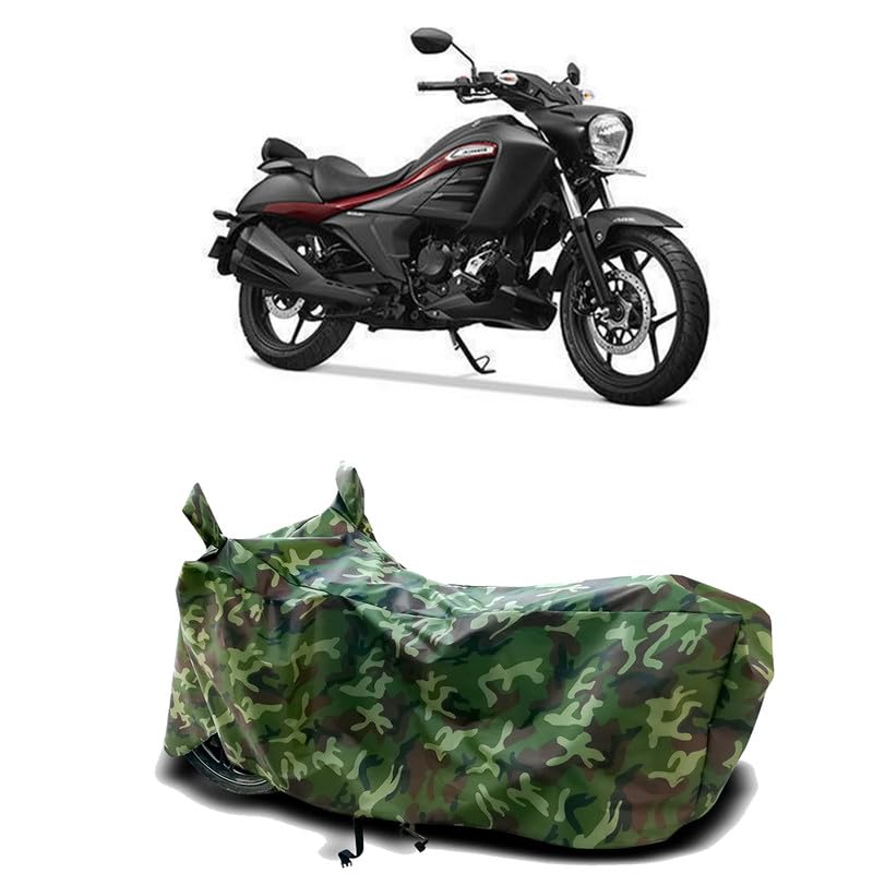 Image of DUFFEL-100% Heat Protection Two Wheeler Bike /Scooty Body Cover for Suzuki Intruder 250 Water Resistance /UV-Rays /Birds Dropping /Scratchproof /Dust Proof /Waterproof[Green Jungle Print]
