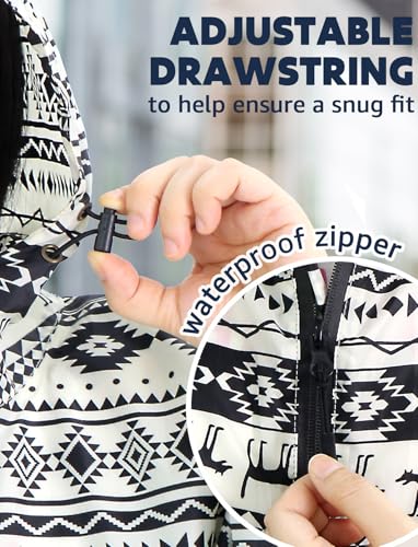 ANYOO Lightweight Waterproof Rain Poncho Reusable Ripstop Breathable Raincoat with Hood for Women Men Outdoor Activities, One Size