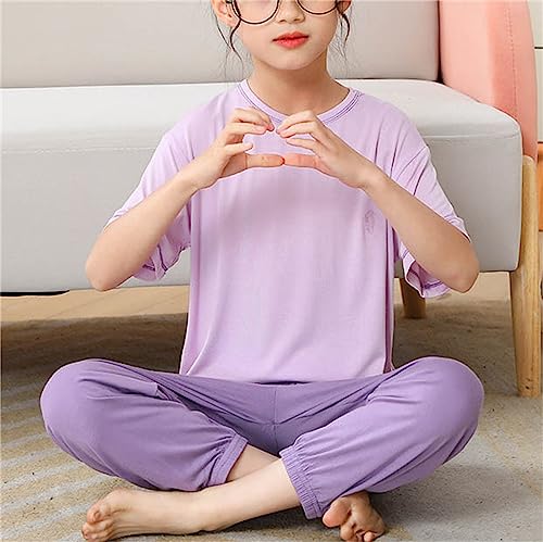 Kids Boys Girls' 2-Piece Cotton 𝐏ajamas Sl𝐞epwear Short Sleeve T Shirt Tops+Long Pants Toddler Loung𝐞wear Outfits3