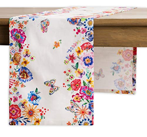 Maison D' Hermine Tablerunner 100% Cotton Table Runner Decorative Table Covers For Gifts, Dining, Home, Wedding, Happy Florals - High Summer (Single Layer) - Spring/Summer (14.50"X108") #TOP1