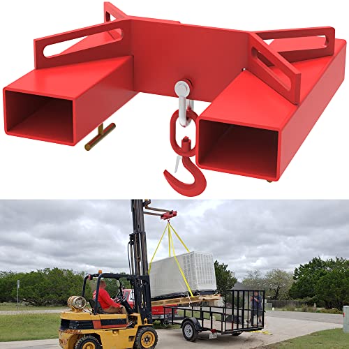 ELITEWILL Forklift Lifting Hook with Red Powder Coating, Forklift Lifting Hoist Forklift Mobile Crane with Swivel Hook Fit for Dual Pallet Forks Fork Lifting Attachment - 6600lbs Capacity