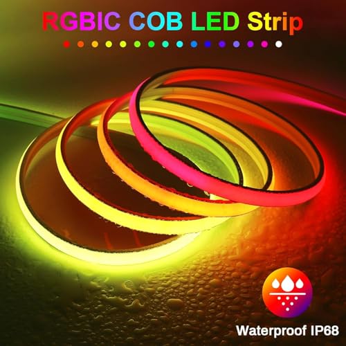 Image of Addressable COB LED Strip, IP68 Waterproof 24V 3.28ft WS2811 RGB-IC Dream Rainbow Color Black PCB LED Tape 720LEDs /m with Silicone Tube for Outdoor Decor Lighting (Without Controller and Power Supply)