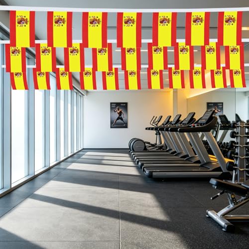 Image of 2 Pack Spain Flag Banner String Small Mini 66 Feet 60 Pcs Spanish Hanging Flags Decoration