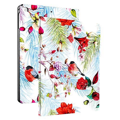 Image of DuraSafe Cases for iPad Air 5th 4th 6th 11th [ Air 11 /6 2024 /5 2022 /4 2020 ] A2588 A2316 MYFQ2HN /A MYFN2HN /A MYFQ2HN /A UltraPrinted Smart PU Leather Flip Folio Book Cover - Birds & Flowers