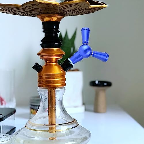 Shisha Schlauch Adapter 1 bis 2 Stecker Shisha Zubehör Metall Splitter (Blau)