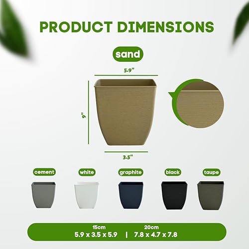 Miniatura 2 de Matri Owen - Macetas con drenaje, macetas de plástico de 6 pulgadas para plantas de exterior e interior, paquete de 2 macetas de plástico, maceta de