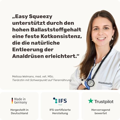9 in 1 Analdrüsen Leckerli für Hunde mit Ballaststoffen - Easy Squeezy 120 Snacks (350g) von mammaly - gegen verstopfte Analdrüse - für festen KOT und natürliche Analdrüsenentleerung für deinen Hund