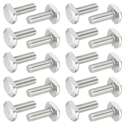PATIKIL Tornillos De Ranura En T M8 X 25 Mm, 20 Pcs Acero Inoxidable 304 Tornillo De Inserción En Forma De T Pernos Deslizantes Roscado Métrico Cabeza De Martillo Para Riel En T, Plateado