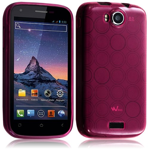 Seluxion - Housse Coque Gel Cercle pour Wiko Cink Peax/Peax 2 Couleur Rose Fushia Translucide