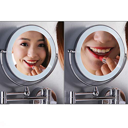 Miroir de maquillage à LED rechargeable avec loupe double face extensible - 5