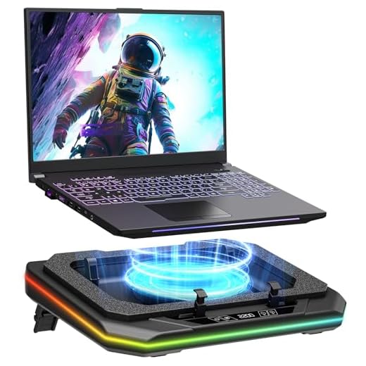 DreamAxis Laptop Cooling Pad, Gaming Laptop Cooler for 13-19 Inch Laptops, RGB Lights Laptop Fan Cooling Pad with 3 Height Adjustable and 3 USB Ports, 4.72 Inch Large Turbo Fan, Max 3500RPM