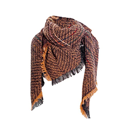 Écharpe Triangle Femme Foulards Châles Mode Turban Coton Femmes Automne Hiver écharpe Classique Gland Plaid écharpe Chaud Doux Grande Couverture Enveloppement châle écharpes Poignet Bois Commode ÉCha