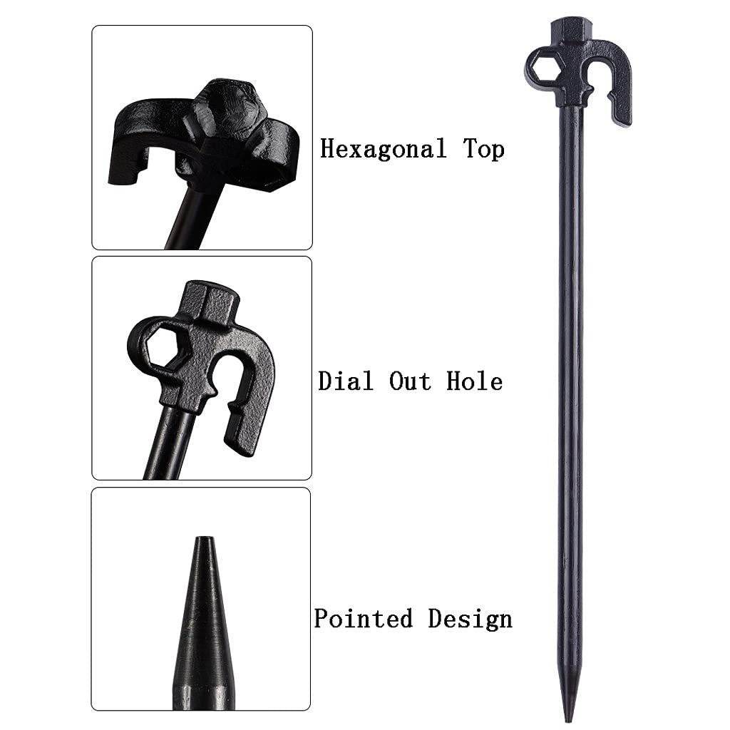 Piquets de Tente, Clous de piquets de Tente en Acier Robuste en métal pour Le Camping, Le Jardinage, la randonnée, pour sols normaux et durs, 8 pièces 30 cm (Noir 30 cm) (Noir 20 cm)